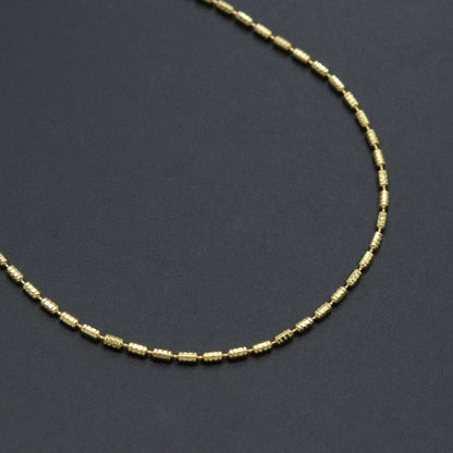 Gold Dainty Hammered Tube Link Adjustable Necklace, Sku#LD667