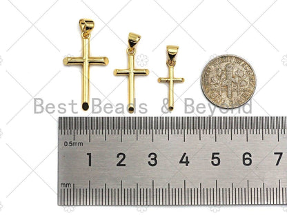 18k Gold Plated Cross Shape Charms, Gold Cross Charms, Cross Pendant, Gold Pendant, Cross Necklace Charms, 9x17/12x22/15x26mm, Sku#LK148