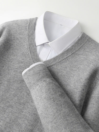 V-neck Cashmere Sweater Loose Fit Extra Thick