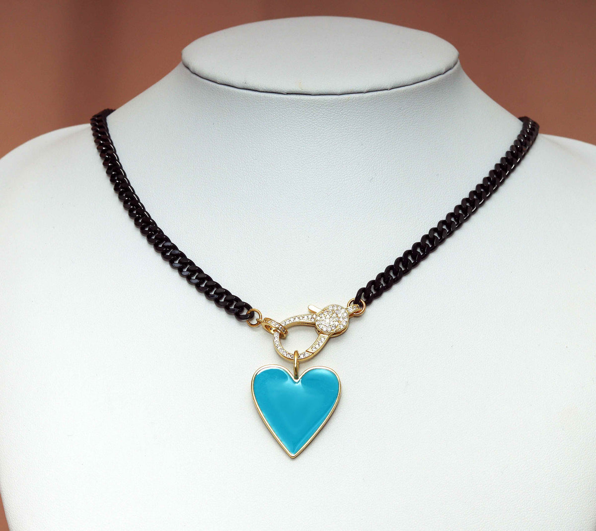Heart Star Cuban Chain Necklace, sku#CL07