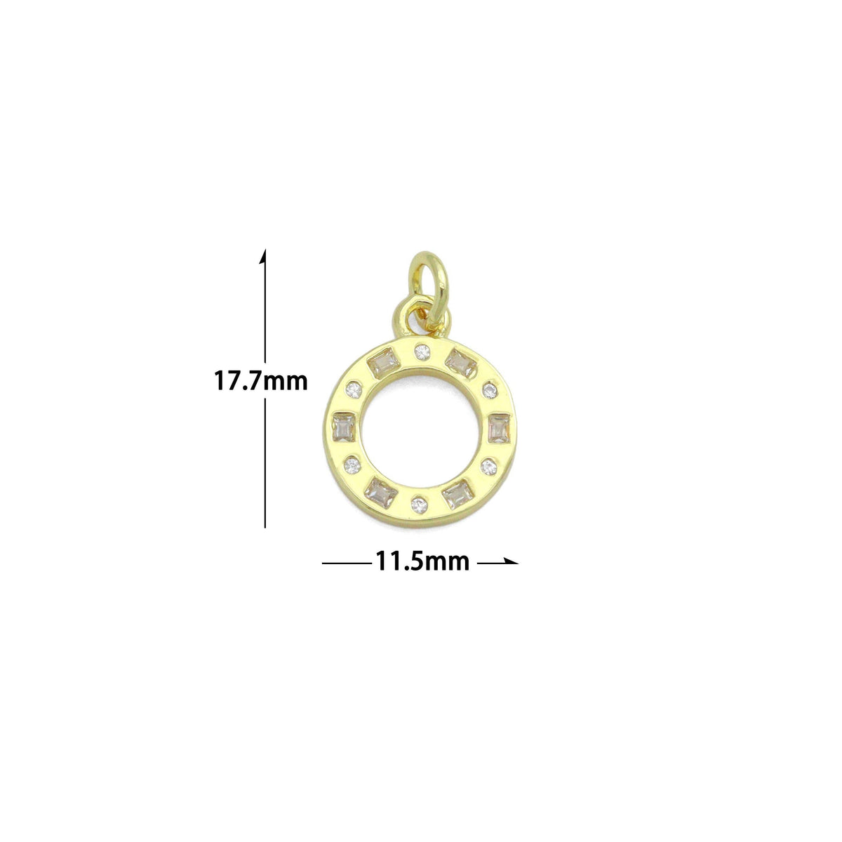 Clear CZ Gold Round Circle Charm Pendant,Sku#LD731
