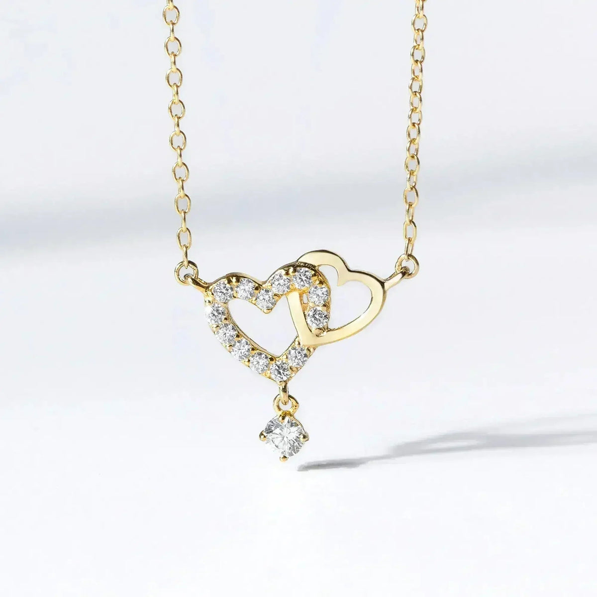 Heart Link Necklace, Interwined Heart Silver Necklace, Women Necklace