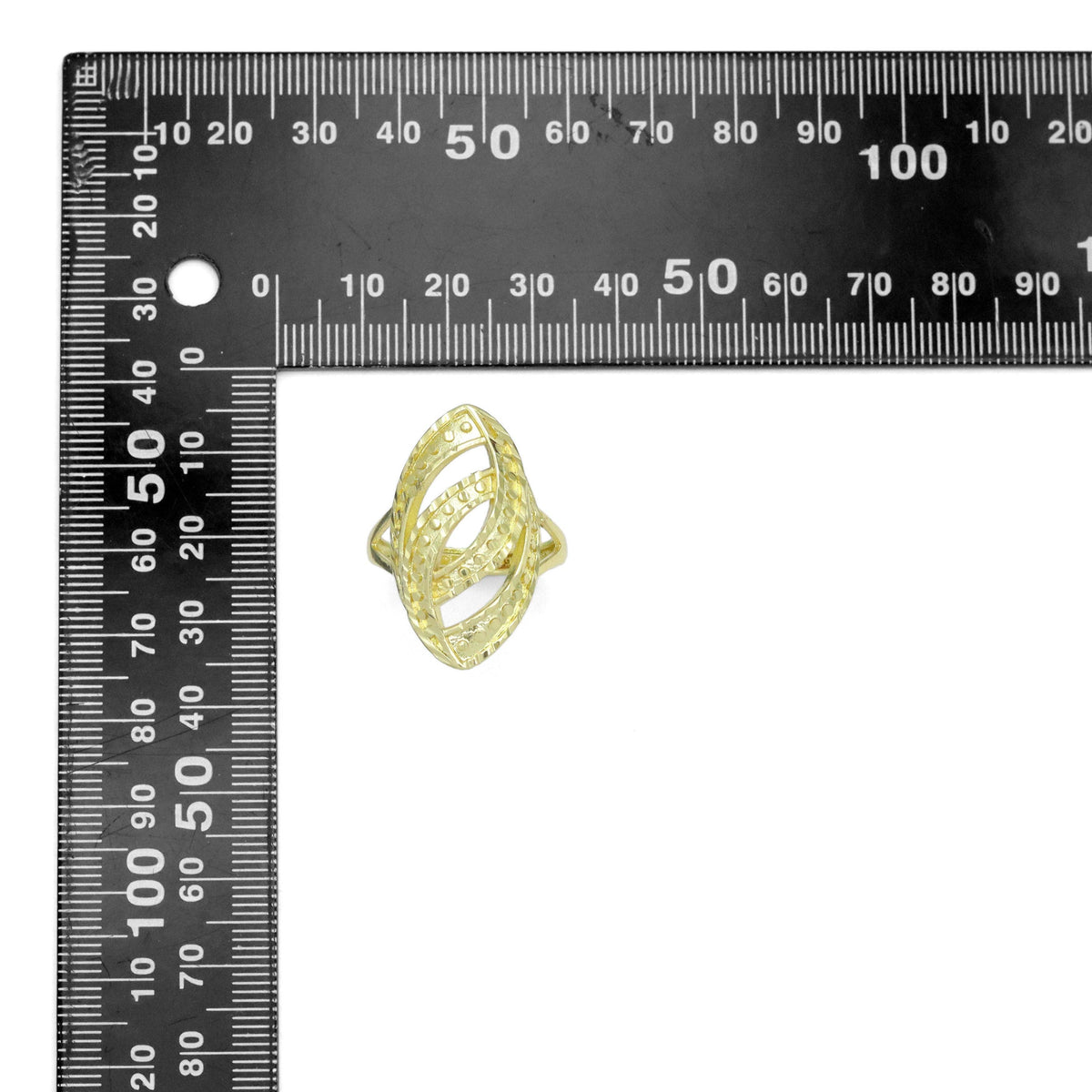 Hammered Double Oval Link Statement Adjustable Ring, Sku#LD647
