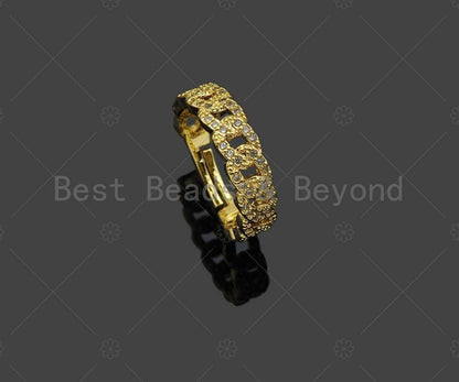 CZ Chain Link Adjustable Ring, Sku#LD41