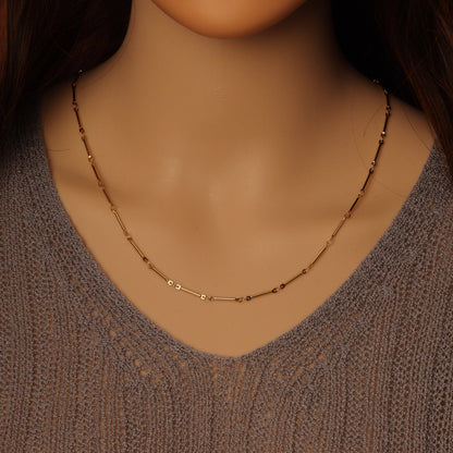 Gold Dainty Bar Link chain by Yard, Y865