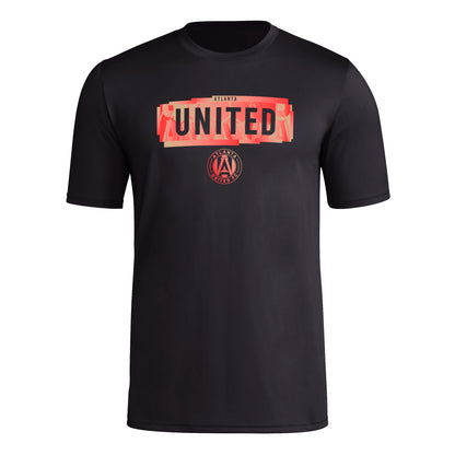 adidas Mens Size FC Short Sleeve Pre-Game T-Shirt Black/Atlanta United Small Tall