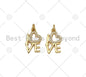 CZ Micro Pave Love Heart Shape Pendant, 18K Gold Filled Love Charm, Necklace Bracelet Charm Pendant,12x18mm, Sku#LD146