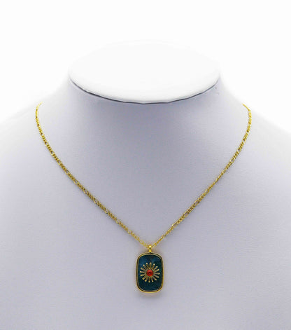 Gold North Star On Rectangle Gemstone Charm, Sku#LY14c