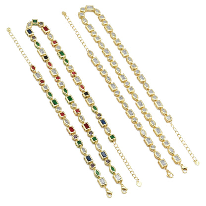 Clear Colorful Oval Square Rectangle Round CZ necklace, LD454