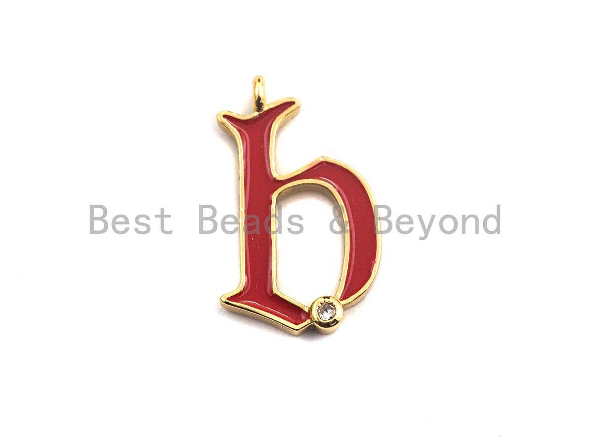 Enamel pave alphabet letter, Alphabet Charms, Initial Alphabet Letters, Custom Naming Pendants, Initial Letter b Pendant,13x23mm,sku#B124