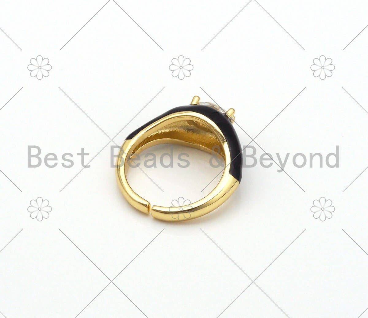 Colorful Enamel With Oval CZ Adjustable Ring,Sku#X250