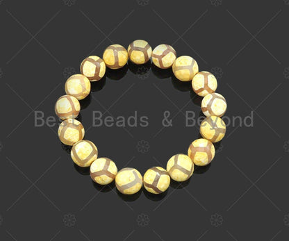 Natural Yellow Tibetan Agate Stretchy Bracelet