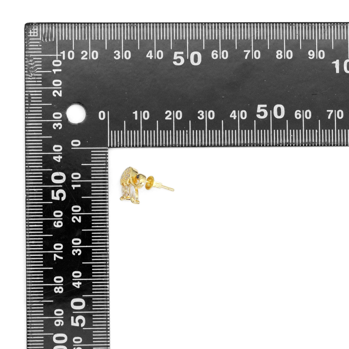 Clear CZ Swan Gold Stud Earrings, Sku#A175