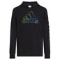 adidas Boys Long Sleeve Cotton Logo Hooded T-Shirt Black with Multicolor