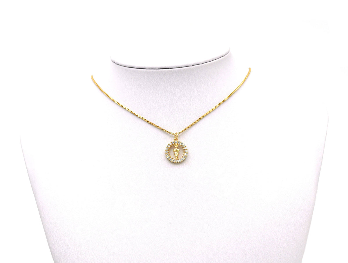 CZ Round Ring with Lady Charm, Sku#JL70