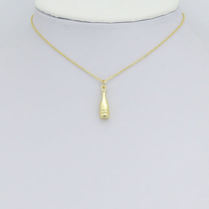 Gold Wine Bottle Charm Pendant, Sku#LK1178