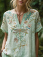 Spring Fashion Carnival Trendy Printed Womens V-Neck Short-Sleeve Top