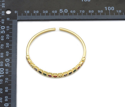 Rainbow CZ Heart Bracelet,Sku#LD364