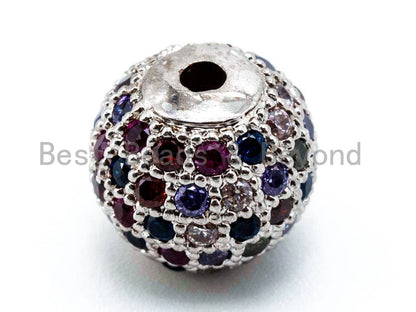 CZ Micro Pave Multi Color Ball Spacer Beads, Rainbow Colored Shamballa Ball Beads,sku#G293