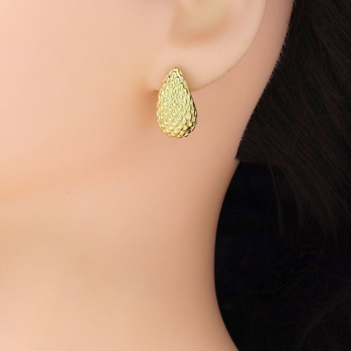 Hammered Teardrop Earrings, Sku#LD573