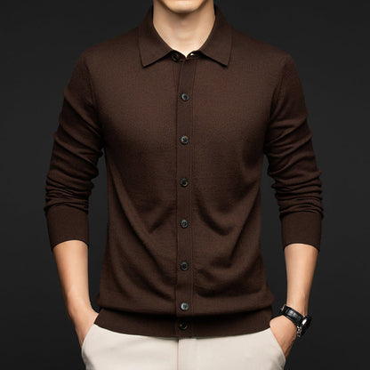 Mens Casual Commuter-style Solid-color Wool Sweater