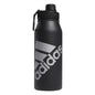 adidas Unisex 1 Liter (32 oz) Metal Water Bottle Black/Silver Metallic One Size