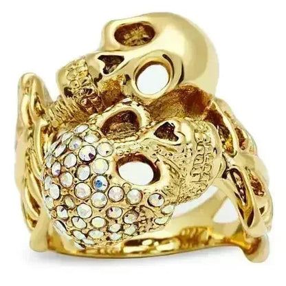 3W007 - Gold White Metal Ring with Top Grade Crystal  in Aurora