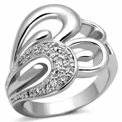 3W325 Rhodium Brass Ring – AAA Clear CZ Solitaire (Dainty Sparkle)