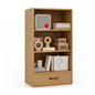 48 Inch Tall 4 Tiers Wood Bookcase with Drawer-Gray