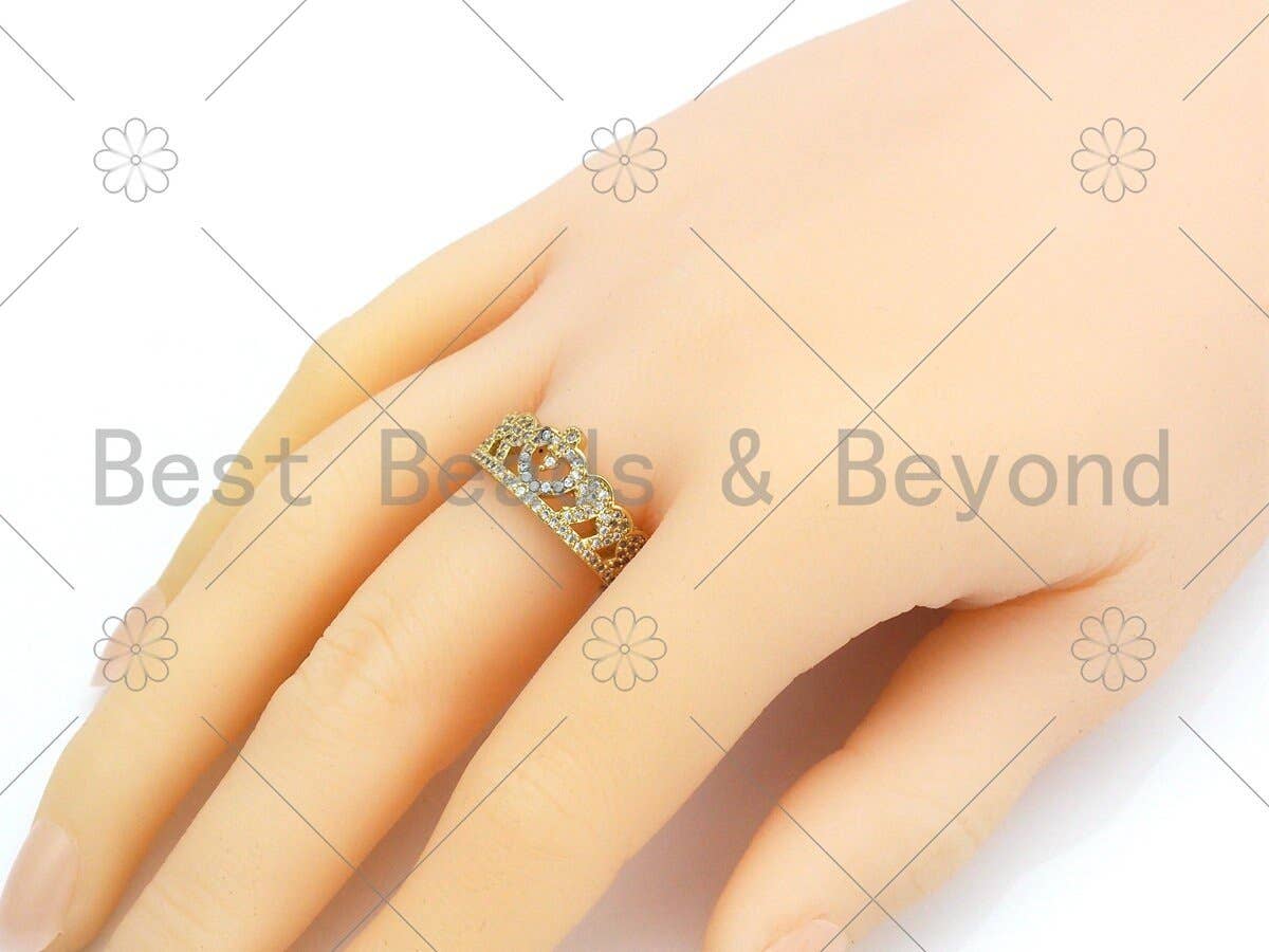 CZ Crown Shape Adjustable Ring, Sku#X237