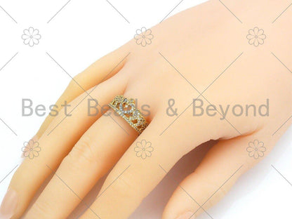 CZ Crown Shape Adjustable Ring, Sku#X237