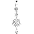 Crystalline Gem Floral Enchantment Dangle Belly Ring