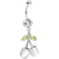 Delicious Clear Cherry Dangle Belly Ring