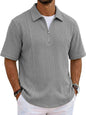Sports-style Boat-neck Half-zip Polo Shirt
