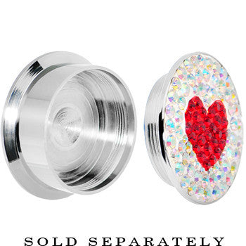 1/2 Stainless Steel Aurora Gem Red Heart Screw Fit Plug