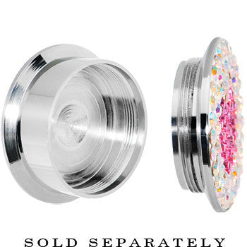 20mm Stainless Steel Aurora Gem Pink Heart Screw Fit Plug