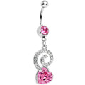 Pink Gem Cosmic Swirl Heart Belly Ring