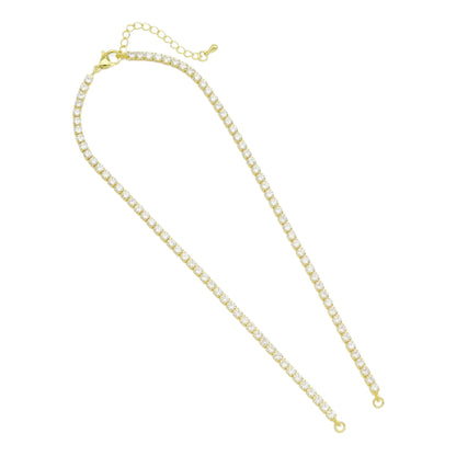 Gold Tennis Chain Connector Style Necklace, Sku#JL192