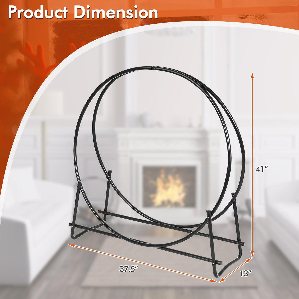 30-Inch Tubular Steel Log Hoop Firewood Storage Rack