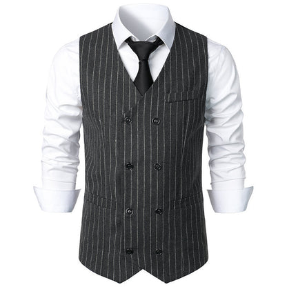 Men's Retro Casual Double Breasted Striped Vest