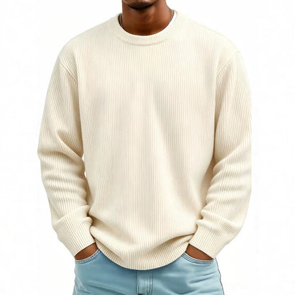 Mens Casual Long-sleeve Crew-neck Corduroy Sweatshirt