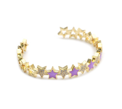 CZ Enamel Star Adjustable Bracelet, Sku#X362