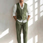 New AutumnWinter Mens Retro-Style Button Vest Jacket And Casual Trousers Set