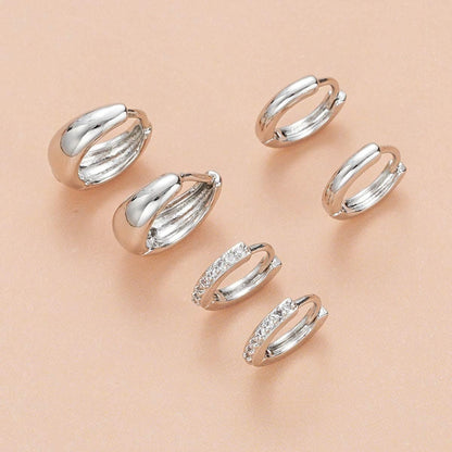 Stacking 3 Pieces Small Hoop Huggie Earrings Set for Women, Silver Stud Earrings for Multiple Piercing Hypoallergenic Trendy Jewelry