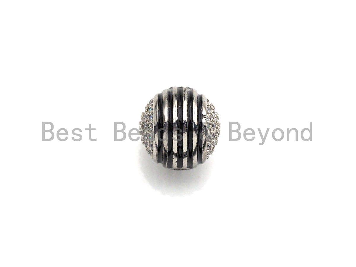 12mm CZ Pave Curved Enamel Line Ball beads, sku#z928c