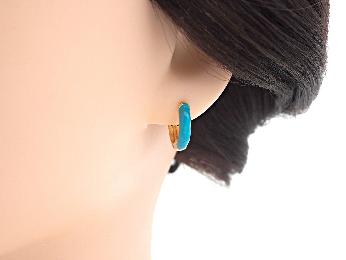 Everyday Wear Enamel Gold Hoop Earring, sku#J309