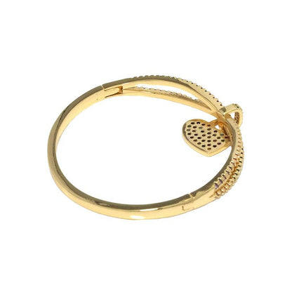 Colorful CZ Cross Dangle Heart Adjustable Bracelet, Sku#LD401