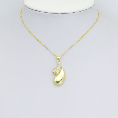 Gold CZ Double Teardrop Shape Charm Pendant, Sku#LK1095
