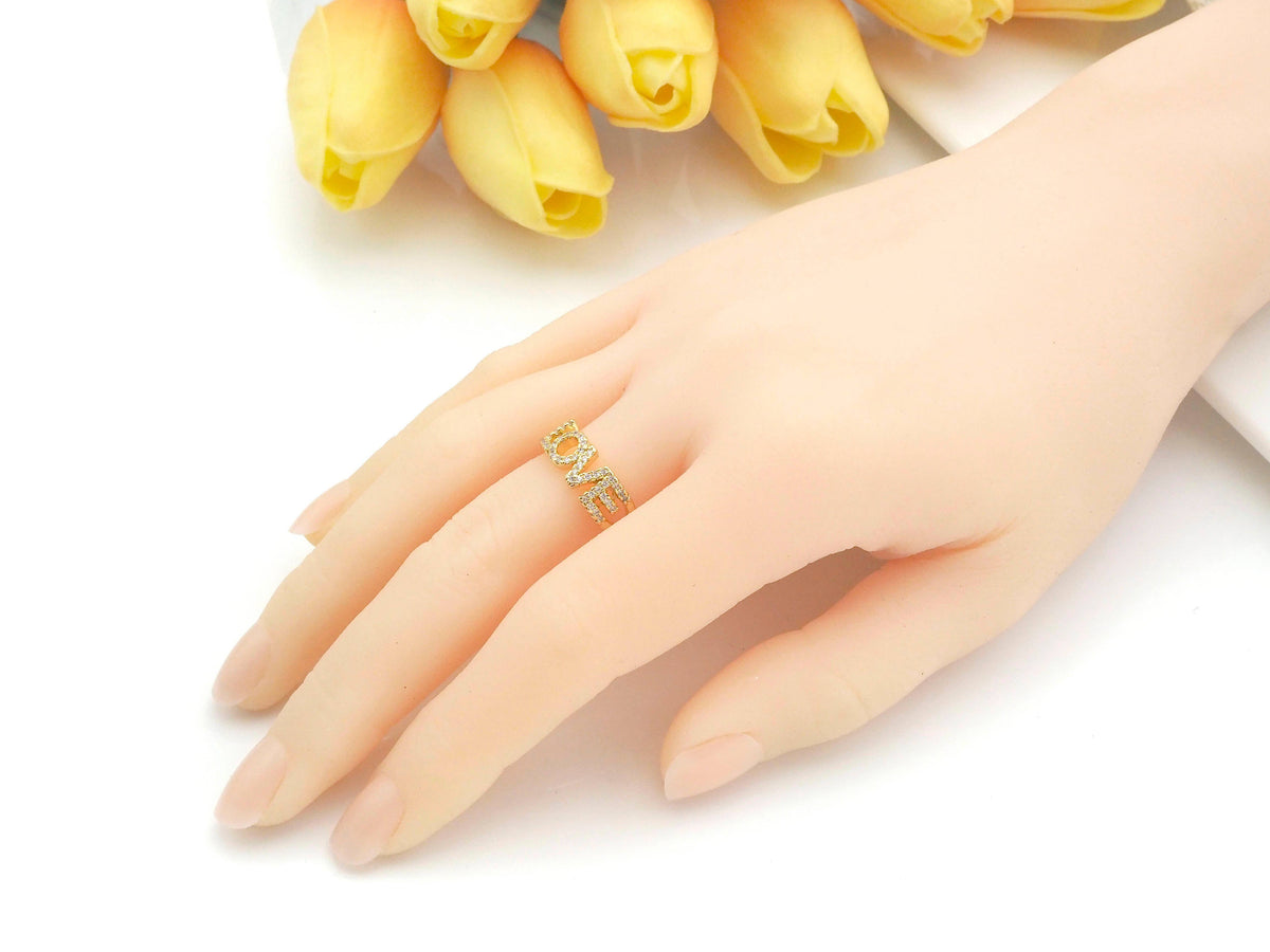 CZ Pave Love Word Ring, LD37