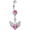 Pink Gem Teardrop Heart Flight Belly Ring